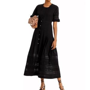LoveShackFancy | Eddie Lace Short Sleeves Midi black Dress
